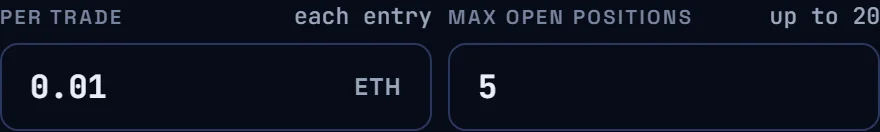 The per trade and max open positions fields